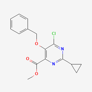 molecular formula C16H15ClN2O3 B14872598 Methyl 5-(benzyloxy)-6-chloro-2-cyclopropylpyrimidine-4-carboxylate 