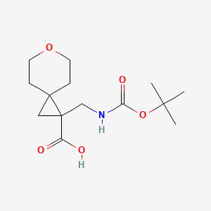 molecular formula C14H23NO5 B1487260 1-{[(tert-Butoxycarbonyl)amino]methyl}-6-oxaspiro[2.5]octane-1-carboxylic acid CAS No. 2206969-87-9
