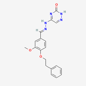 (E)-5-(2-(3-methoxy-4-phenethoxybenzylidene)hydrazinyl)-1,2,4-triazin-3(2H)-one