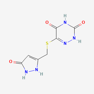 molecular formula C7H7N5O3S B14872732 6-{[(5-hydroxy-1H-pyrazol-3-yl)methyl]sulfanyl}-1,2,4-triazine-3,5(2H,4H)-dione 