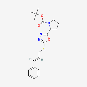 (E)-tert-butyl 2-(5-(cinnamylthio)-1,3,4-oxadiazol-2-yl)pyrrolidine-1-carboxylate