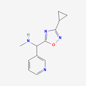 molecular formula C12H14N4O B14872807 1-(3-cyclopropyl-1,2,4-oxadiazol-5-yl)-N-methyl-1-(pyridin-3-yl)methanamine 