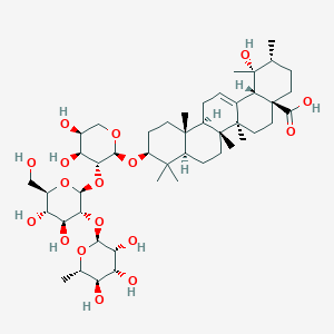 molecular formula C47H76O17 B14872900 (1R,2R,4aS,6aR,6aS,6bR,8aR,10S,12aR,14bS)-10-[(2S,3R,4S,5S)-3-[(2S,3R,4S,5S,6R)-4,5-dihydroxy-6-(hydroxymethyl)-3-[(2S,3R,4R,5R,6S)-3,4,5-trihydroxy-6-methyloxan-2-yl]oxyoxan-2-yl]oxy-4,5-dihydroxyoxan-2-yl]oxy-1-hydroxy-1,2,6a,6b,9,9,12a-heptamethyl-2,3,4,5,6,6a,7,8,8a,10,11,12,13,14b-tetradecahydropicene-4a-carboxylic acid 