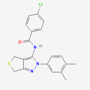 molecular formula C20H18ClN3OS B14872968 4-chloro-N-(2-(3,4-dimethylphenyl)-4,6-dihydro-2H-thieno[3,4-c]pyrazol-3-yl)benzamide 