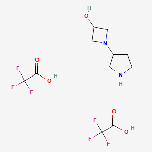 molecular formula C11H16F6N2O5 B1487300 1-(3-Pyrrolidinyl)-3-azetidinol trifluoroacetate (1:2) CAS No. 2206969-42-6