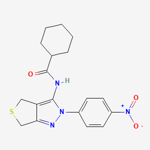 N-(2-(4-nitrophenyl)-4,6-dihydro-2H-thieno[3,4-c]pyrazol-3-yl)cyclohexanecarboxamide