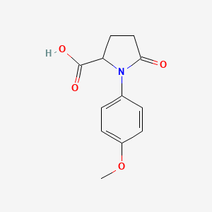 molecular formula C12H13NO4 B14873246 1-(4-Methoxyphenyl)-5-oxopyrrolidine-2-carboxylic acid 