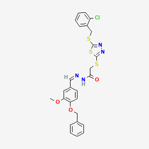 N'-{(Z)-[4-(benzyloxy)-3-methoxyphenyl]methylidene}-2-({5-[(2-chlorobenzyl)sulfanyl]-1,3,4-thiadiazol-2-yl}sulfanyl)acetohydrazide