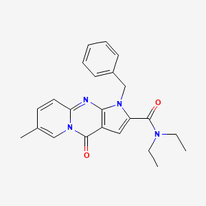 molecular formula C23H24N4O2 B14873319 1-benzyl-N,N-diethyl-7-methyl-4-oxo-1,4-dihydropyrido[1,2-a]pyrrolo[2,3-d]pyrimidine-2-carboxamide 