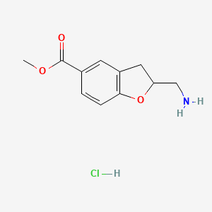 molecular formula C11H14ClNO3 B1487339 Methyl 2-(aminomethyl)-2,3-dihydro-1-benzofuran-5-carboxylate hydrochloride CAS No. 2205503-45-1
