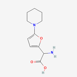 molecular formula C11H16N2O3 B14873390 2-Amino-2-(5-(piperidin-1-yl)furan-2-yl)acetic acid 