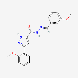 molecular formula C19H18N4O3 B14873516 (E)-N'-(3-methoxybenzylidene)-3-(2-methoxyphenyl)-1H-pyrazole-5-carbohydrazide 