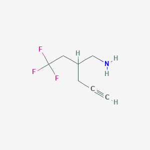 molecular formula C7H10F3N B14873538 2-(2,2,2-Trifluoroethyl)pent-4-yn-1-amine 