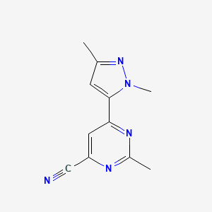 molecular formula C11H11N5 B14873572 6-(1,3-dimethyl-1H-pyrazol-5-yl)-2-methylpyrimidine-4-carbonitrile 