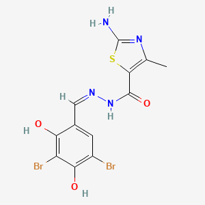 molecular formula C12H10Br2N4O3S B14873804 (Z)-2-amino-N'-(3,5-dibromo-2,4-dihydroxybenzylidene)-4-methylthiazole-5-carbohydrazide 