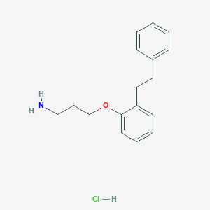 molecular formula C17H22ClNO B1487382 {3-[2-(2-Phenylethyl)phenoxy]propyl}amine hydrochloride CAS No. 2202949-01-5