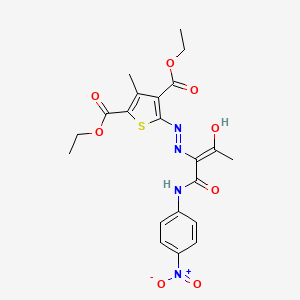 molecular formula C21H22N4O8S B14873863 diethyl 3-methyl-5-[(2E)-2-{1-[(4-nitrophenyl)amino]-1,3-dioxobutan-2-ylidene}hydrazinyl]thiophene-2,4-dicarboxylate 