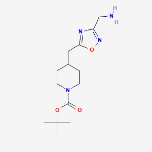 molecular formula C14H24N4O3 B14873982 Tert-butyl 4-((3-(aminomethyl)-1,2,4-oxadiazol-5-yl)methyl)piperidine-1-carboxylate 