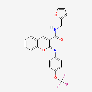 molecular formula C22H15F3N2O4 B14873998 (2Z)-N-(furan-2-ylmethyl)-2-{[4-(trifluoromethoxy)phenyl]imino}-2H-chromene-3-carboxamide 