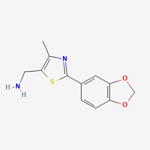 molecular formula C12H12N2O2S B14874112 (2-(Benzo[d][1,3]dioxol-5-yl)-4-methylthiazol-5-yl)methanamine 