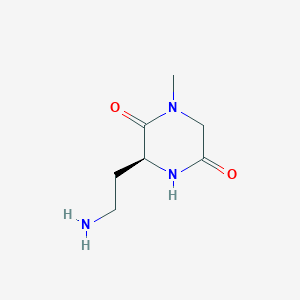 molecular formula C7H13N3O2 B14874115 (S)-3-(2-aminoethyl)-1-methylpiperazine-2,5-dione 