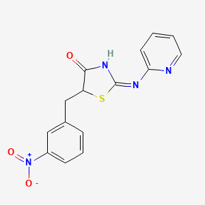 molecular formula C15H12N4O3S B14874198 (E)-5-(3-nitrobenzyl)-2-(pyridin-2-ylimino)thiazolidin-4-one 