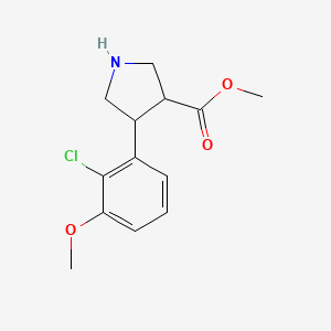 molecular formula C13H16ClNO3 B14874202 Methyl 4-(2-chloro-3-methoxyphenyl)pyrrolidine-3-carboxylate 