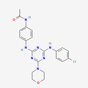 molecular formula C21H22ClN7O2 B14874231 N-(4-((4-((4-chlorophenyl)amino)-6-morpholino-1,3,5-triazin-2-yl)amino)phenyl)acetamide 