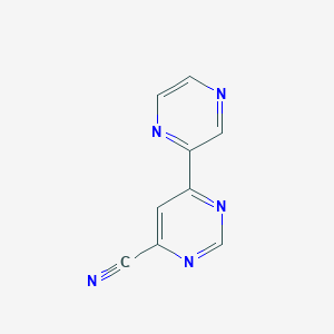 molecular formula C9H5N5 B14874301 6-(Pyrazin-2-yl)pyrimidine-4-carbonitrile 