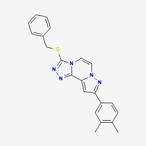 molecular formula C22H19N5S B14874379 3-(Benzylsulfanyl)-9-(3,4-dimethylphenyl)pyrazolo[1,5-a][1,2,4]triazolo[3,4-c]pyrazine 