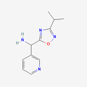 molecular formula C11H14N4O B14874408 (3-Isopropyl-1,2,4-oxadiazol-5-yl)(pyridin-3-yl)methanamine 