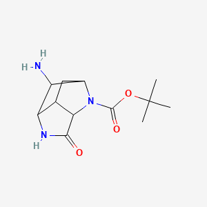 molecular formula C12H19N3O3 B1487451 tert-Butyl 9-amino-4-oxo-2,5-diazatricyclo[4.2.1.0~3,7~]nonane-2-carboxylate 