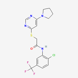 N-(2-chloro-5-(trifluoromethyl)phenyl)-2-((6-(pyrrolidin-1-yl)pyrimidin-4-yl)thio)acetamide