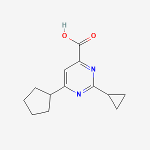 molecular formula C13H16N2O2 B14874639 6-Cyclopentyl-2-cyclopropylpyrimidine-4-carboxylic acid 