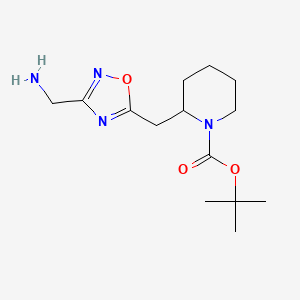 molecular formula C14H24N4O3 B14874660 Tert-butyl 2-((3-(aminomethyl)-1,2,4-oxadiazol-5-yl)methyl)piperidine-1-carboxylate 