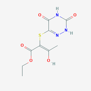 ethyl (2E)-2-[(3,5-dihydroxy-1,2,4-triazin-6-yl)sulfanyl]-3-hydroxybut-2-enoate