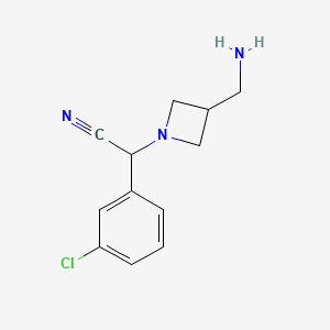 molecular formula C12H14ClN3 B14874764 2-(3-(Aminomethyl)azetidin-1-yl)-2-(3-chlorophenyl)acetonitrile 