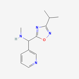 molecular formula C12H16N4O B14875041 1-(3-isopropyl-1,2,4-oxadiazol-5-yl)-N-methyl-1-(pyridin-3-yl)methanamine 