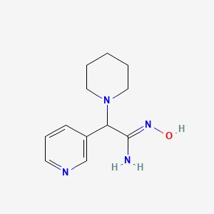 molecular formula C12H18N4O B14875058 (Z)-N'-hydroxy-2-(piperidin-1-yl)-2-(pyridin-3-yl)acetimidamide 