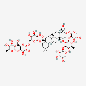 [(2S,3R,4S,5S,6R)-6-[[(2R,3R,4R,5S,6R)-3,4-dihydroxy-6-(hydroxymethyl)-5-[(2S,3R,4R,5R,6S)-3,4,5-trihydroxy-6-methyloxan-2-yl]oxyoxan-2-yl]oxymethyl]-3,4,5-trihydroxyoxan-2-yl] (4aS,6aR,6aS,6bR,8aR,9R,10S,12aR,14bS)-10-[(2S,3R,4S,5S)-3-[(2S,3R,4R,5S,6S)-3,5-dihydroxy-6-methyl-4-[(2S,3R,4S,5S)-3,4,5-trihydroxyoxan-2-yl]oxyoxan-2-yl]oxy-4,5-dihydroxyoxan-2-yl]oxy-9-(hydroxymethyl)-2,2,6a,6b,9,12a-hexamethyl-1,3,4,5,6,6a,7,8,8a,10,11,12,13,14b-tetradecahydropicene-4a-carboxylate