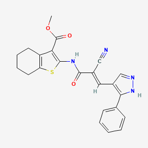 (E)-methyl 2-(2-cyano-3-(3-phenyl-1H-pyrazol-4-yl)acrylamido)-4,5,6,7-tetrahydrobenzo[b]thiophene-3-carboxylate