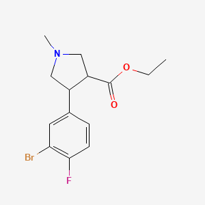 molecular formula C14H17BrFNO2 B14875182 Ethyl 4-(3-bromo-4-fluorophenyl)-1-methylpyrrolidine-3-carboxylate 