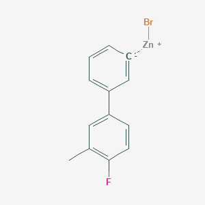 molecular formula C13H10BrFZn B14875186 3-(4-Fluoro-3-methylphenyl)phenylZinc bromide 