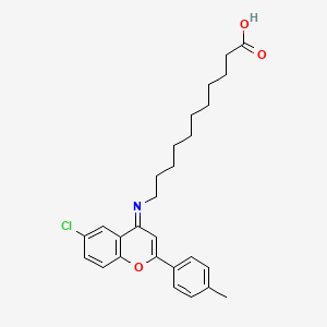 molecular formula C27H32ClNO3 B14875234 (E)-11-((6-chloro-2-(p-tolyl)-4H-chromen-4-ylidene)amino)undecanoic acid 