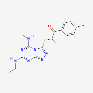 2-{[5,7-Bis(ethylamino)[1,2,4]triazolo[4,3-a][1,3,5]triazin-3-yl]sulfanyl}-1-(4-methylphenyl)propan-1-one