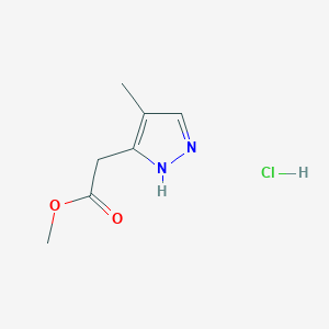 molecular formula C7H11ClN2O2 B14875409 methyl 2-(4-methyl-1H-pyrazol-3-yl)acetate hydrochloride CAS No. 942204-70-8