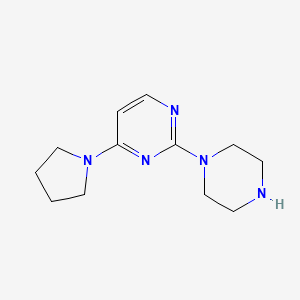 molecular formula C12H19N5 B14875507 2-(Piperazin-1-yl)-4-(pyrrolidin-1-yl)pyrimidine 