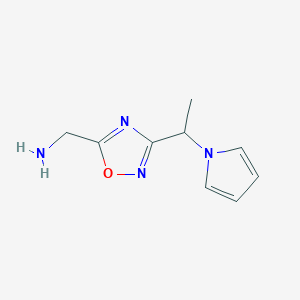 molecular formula C9H12N4O B14875639 (3-(1-(1H-pyrrol-1-yl)ethyl)-1,2,4-oxadiazol-5-yl)methanamine 