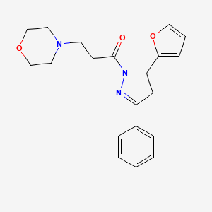 molecular formula C21H25N3O3 B14875688 1-(5-(furan-2-yl)-3-(p-tolyl)-4,5-dihydro-1H-pyrazol-1-yl)-3-morpholinopropan-1-one 