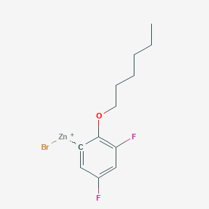 molecular formula C12H15BrF2OZn B14875712 3,5-Difluoro-2-n-hexyloxyphenylZinc bromide 